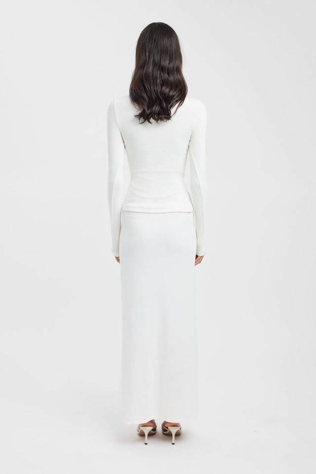 back Bec Button Long Sleeve Top Kookai Fitted Roundneck Long sleeve Womens-Blouse 