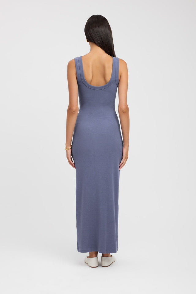 back Romeo Tank Dress Kookai Bodycon Maxi Fitted Scoopneck black womens-dresses 