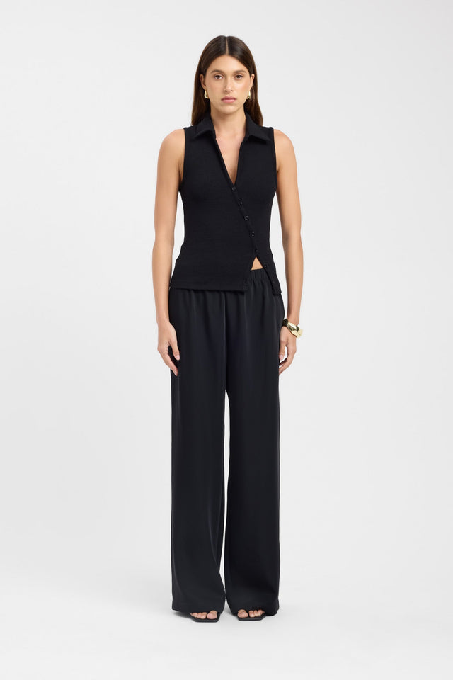 side Aria Tank Kookai Fitted V-neck Sleeveless Womens-Blouse 