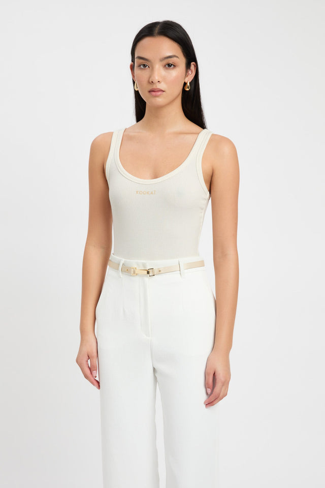 front Kookai Singlet Kookai Fitted Thick strap High-neck white womens-singlets 