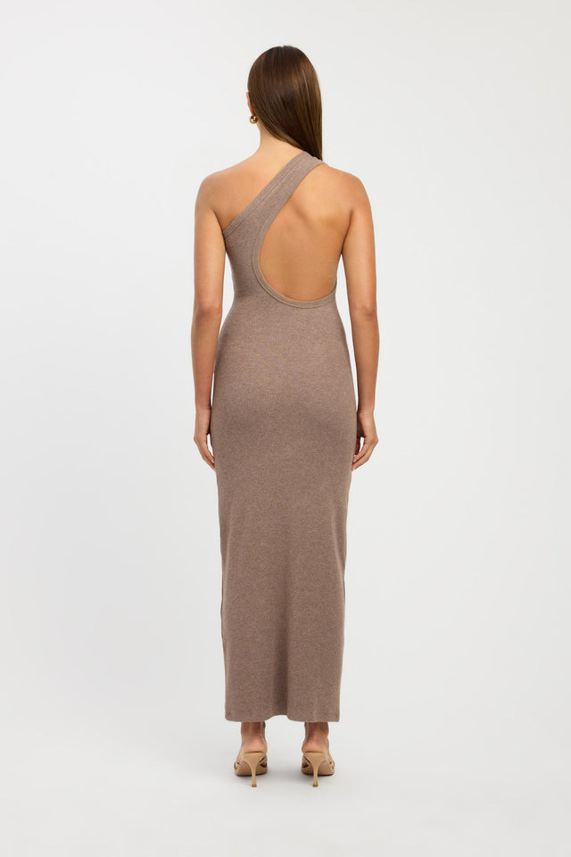 front Mel Maxi Dress Kookai Straight Midi Fitted Asymmetry white womens-dresses 