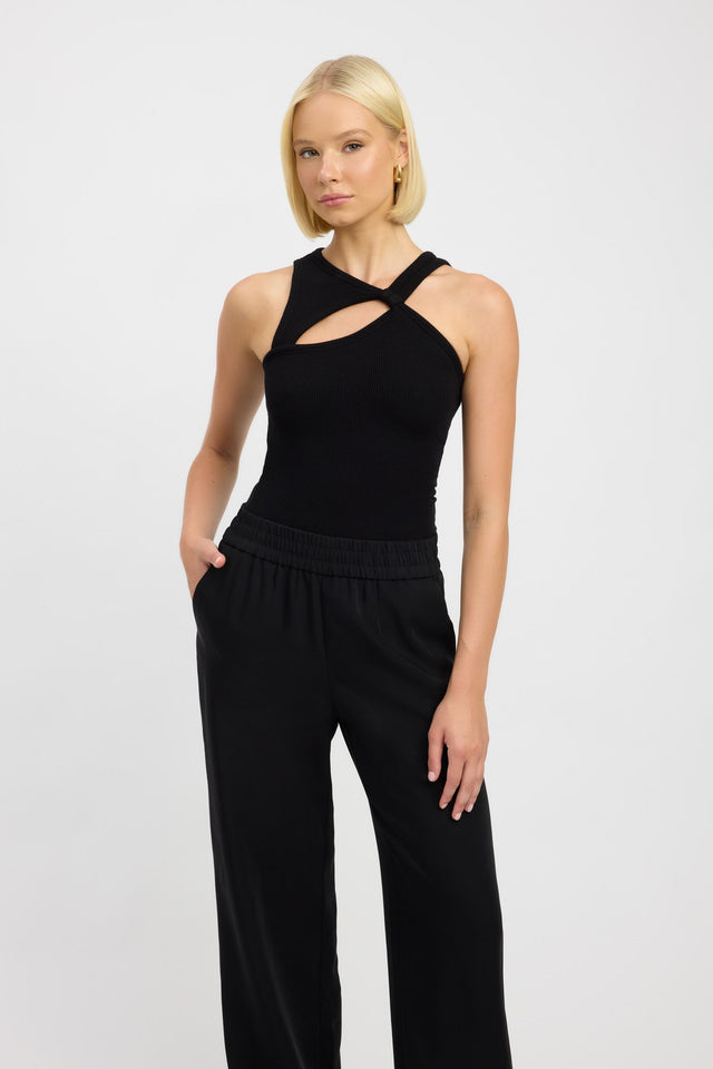 side Chloe Tank Kookai Fitted Asymmetry Sleeveless Womens-Blouse 