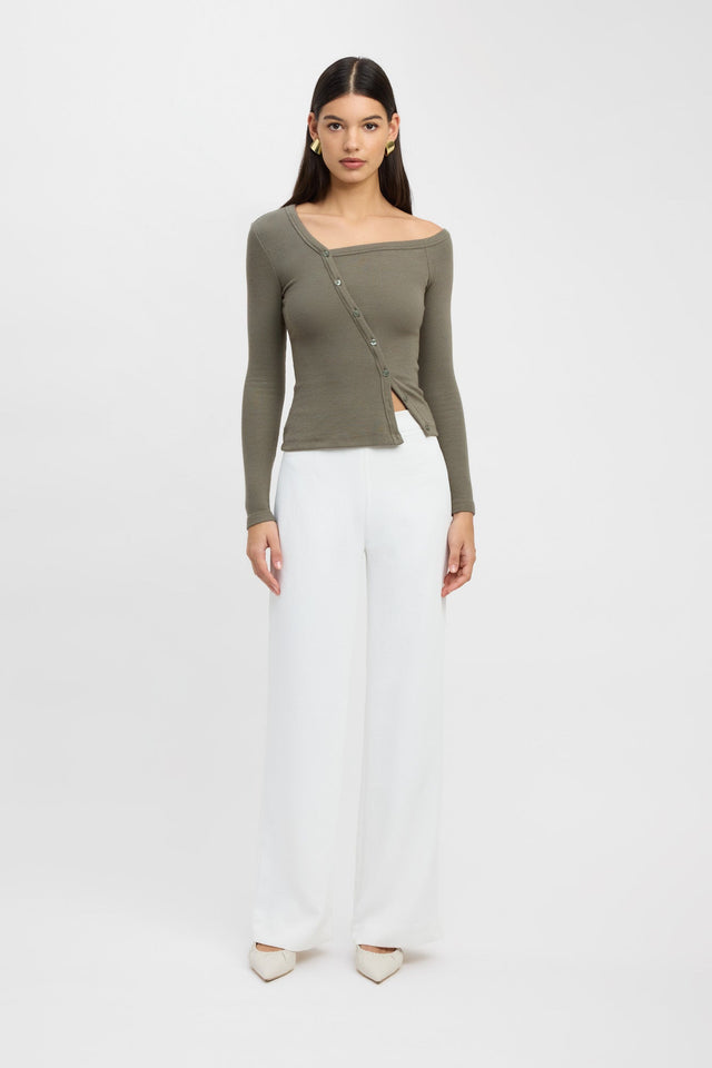 side Bennett Top Kookai Fitted Asymmetry Long sleeve Womens-Blouse 