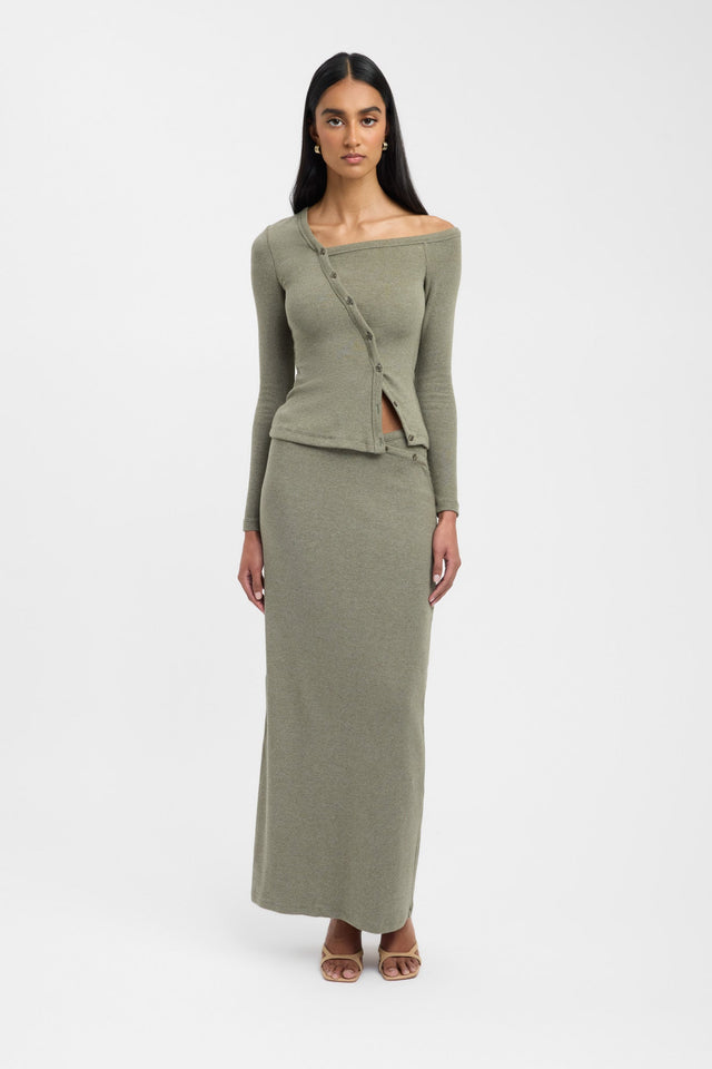side Carter Maxi Skirt Kookai Straight Maxi brown womens-skirts 