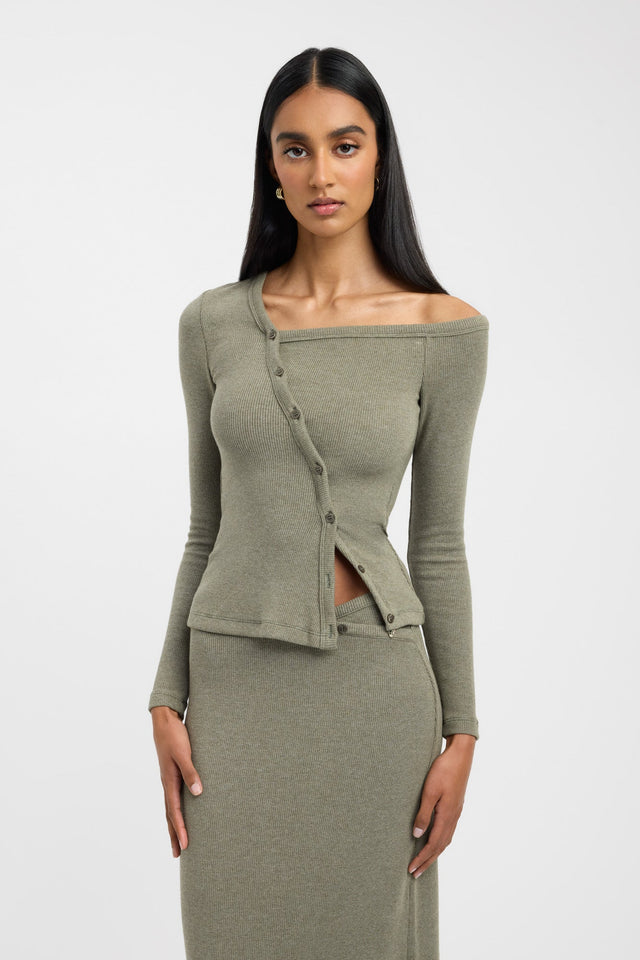 front Bennet Top Kookai Fitted Asymmetry Long sleeve Womens-Blouse 
