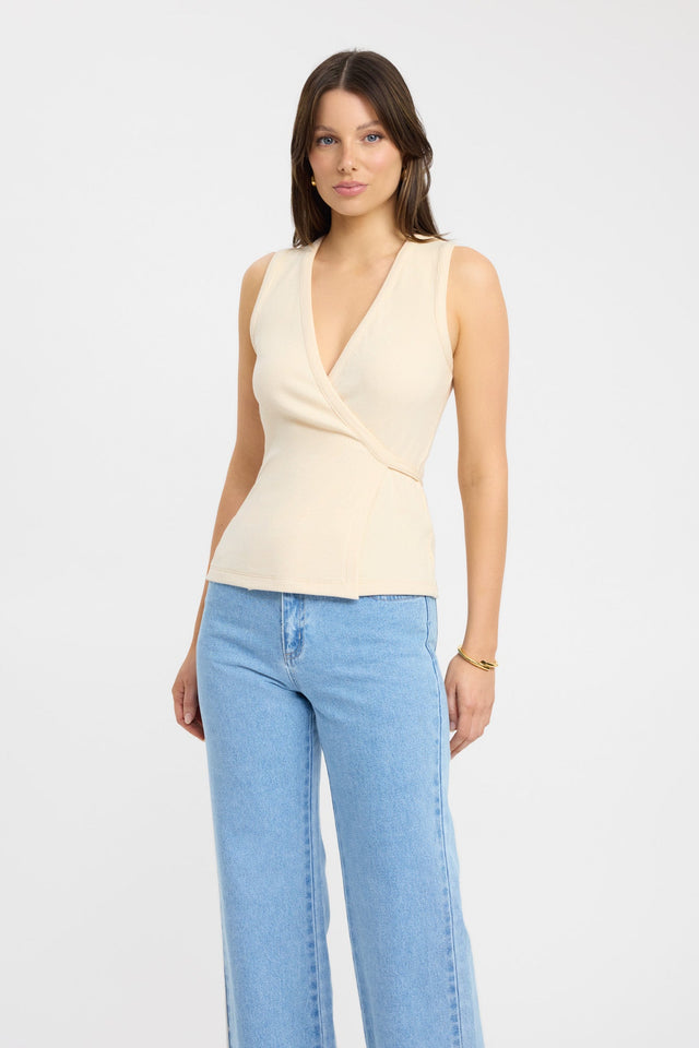 product Lily Tie Top Kookai Fitted V-neck Sleeveless Womens-Blouse 