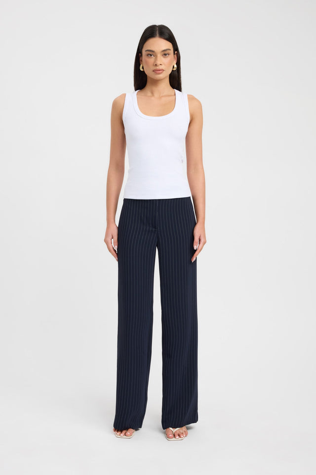 side Quinnie Tank Kookai Fitted Thick strap Scoop black womens-singlets 