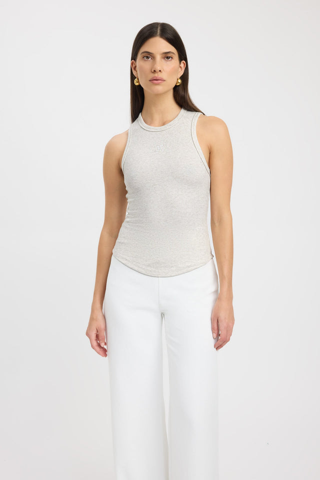 front Kookai Monogram Tank Kookai Fitted Roundneck Sleeveless Womens-Blouse 