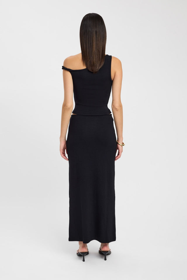 back Finn Top Kookai Fitted Thick strap Asymmetry black womens-singlets 