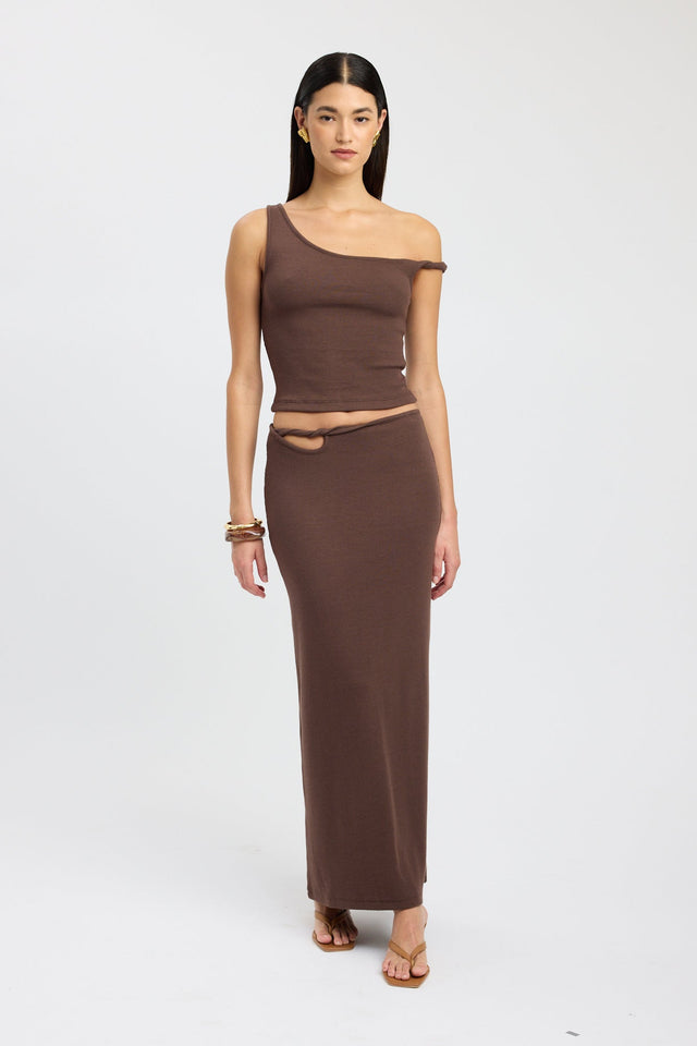 front Finn Skirt Kookai Straight Maxi white womens-skirts 