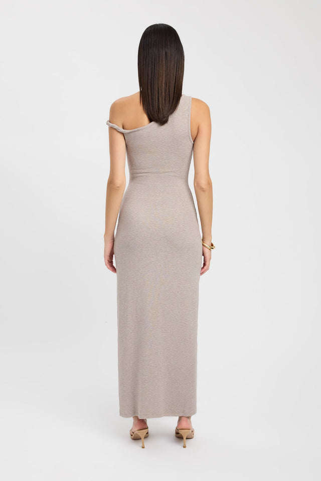 back Finnie Dress Kookai Bodycon Maxi Fitted Asymmetry grey womens-dresses 