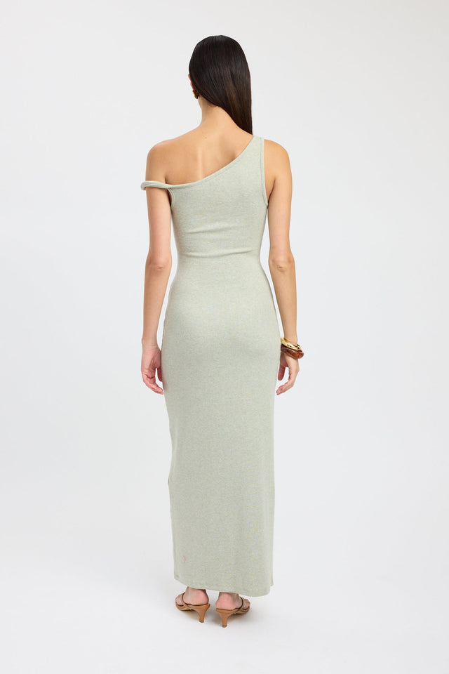 back Finne Dress Kookai Bodycon Maxi Fitted Asymmetry grey womens-dresses 