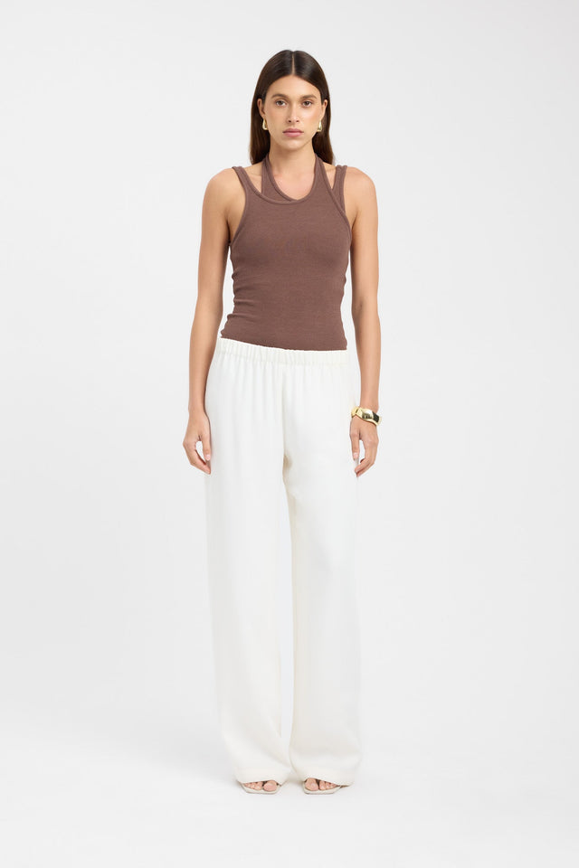 side Dollie Tank Kookai Fitted Scoopneck Sleeveless Womens-Blouse 