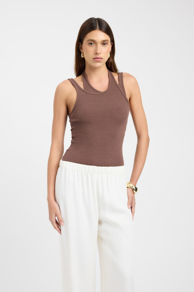 front Dollie Tank Kookai Fitted Scoopneck Sleeveless Womens-Blouse 