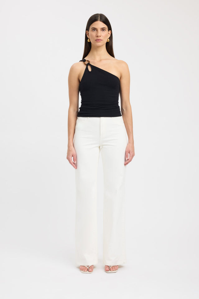 front Tawney Top Kookai Fitted Asymmetry Sleeveless Womens-Blouse 