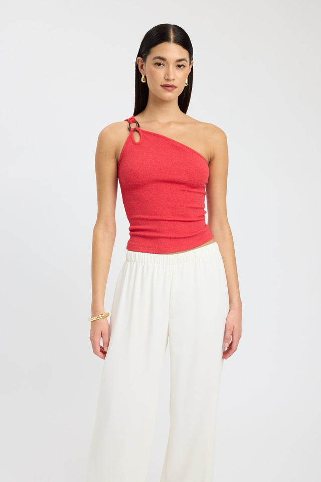 front Tawney Top Kookai Fitted Asymmetry Sleeveless Womens-Blouse 