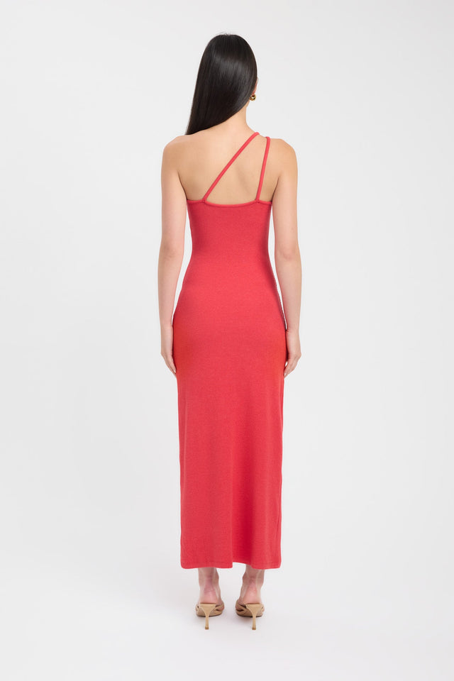 back Tawney Dress Kookai Bodycon Maxi Fitted Asymmetry brown womens-dresses 