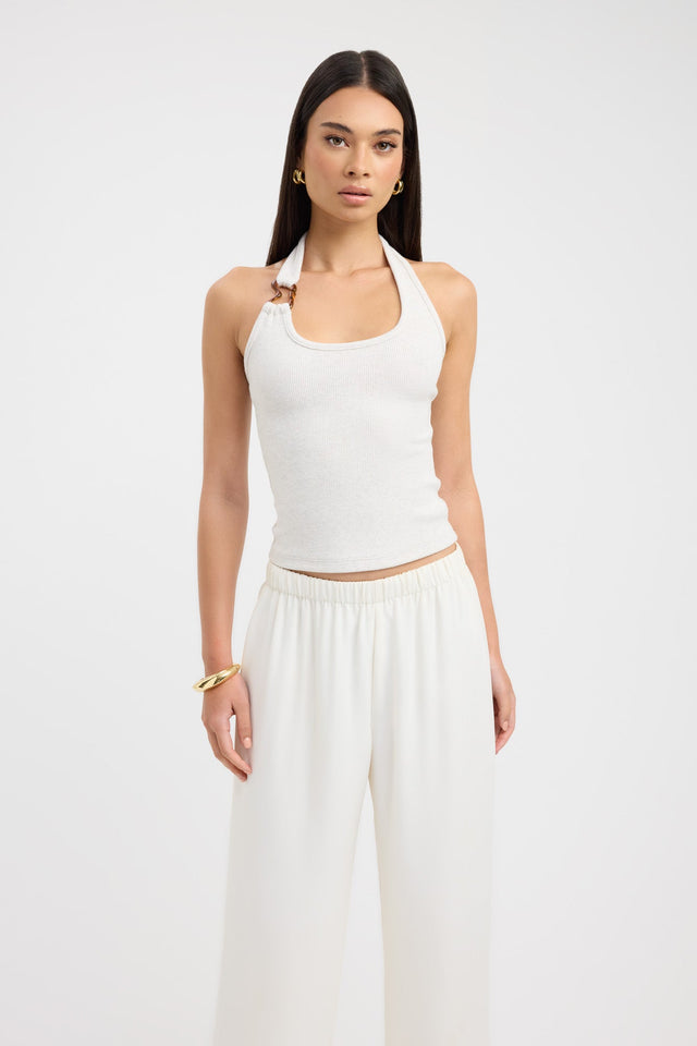 front Casper Tank Kookai Fitted Thick strap Scoop grey womens-singlets 