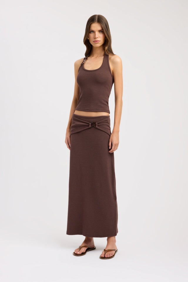 side Casper Tank Kookai Fitted Scoopneck Sleeveless Womens-Blouse 