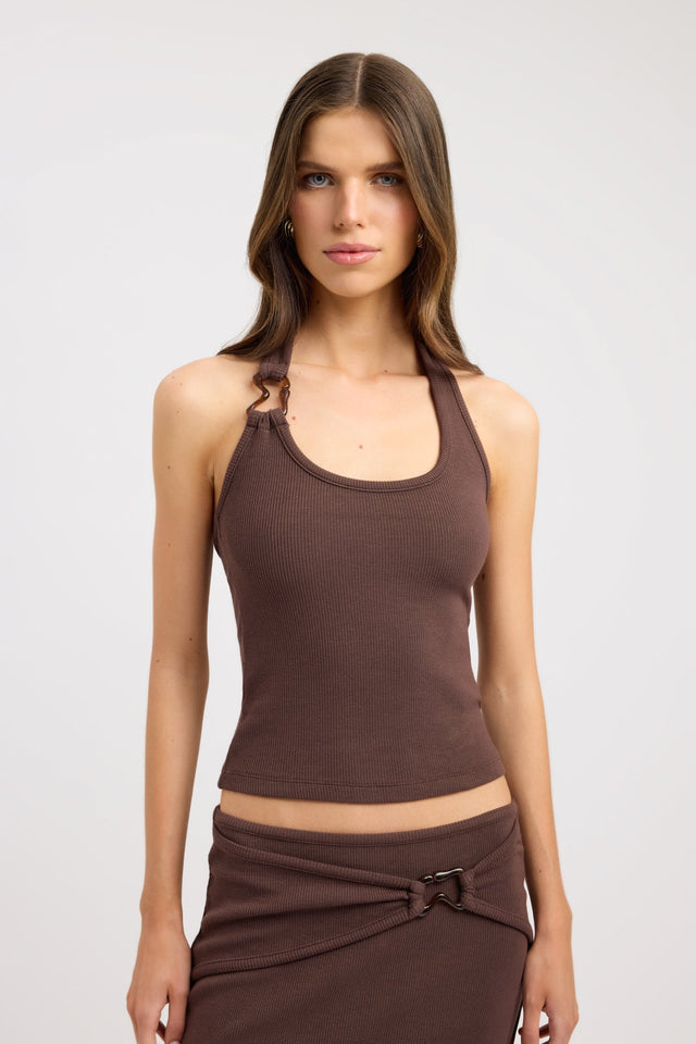 front Casper Tank Kookai Fitted Scoopneck Sleeveless Womens-Blouse 