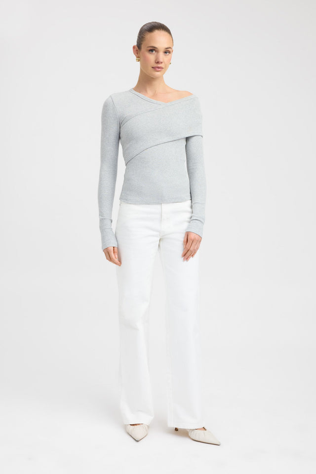 side Alaska Long Sleeve Top Kookai Fitted Asymmetry Long sleeve Womens-Blouse 