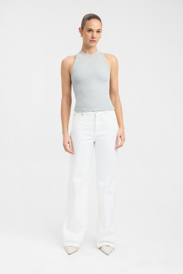 side Abbie Tank Kookai Fitted Roundneck Sleeveless Womens-Blouse 