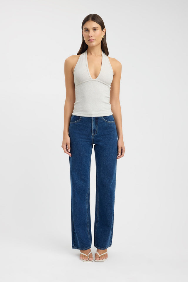 side Caity Tank Kookai Fitted Plungeneck Sleeveless Womens-Blouse 
