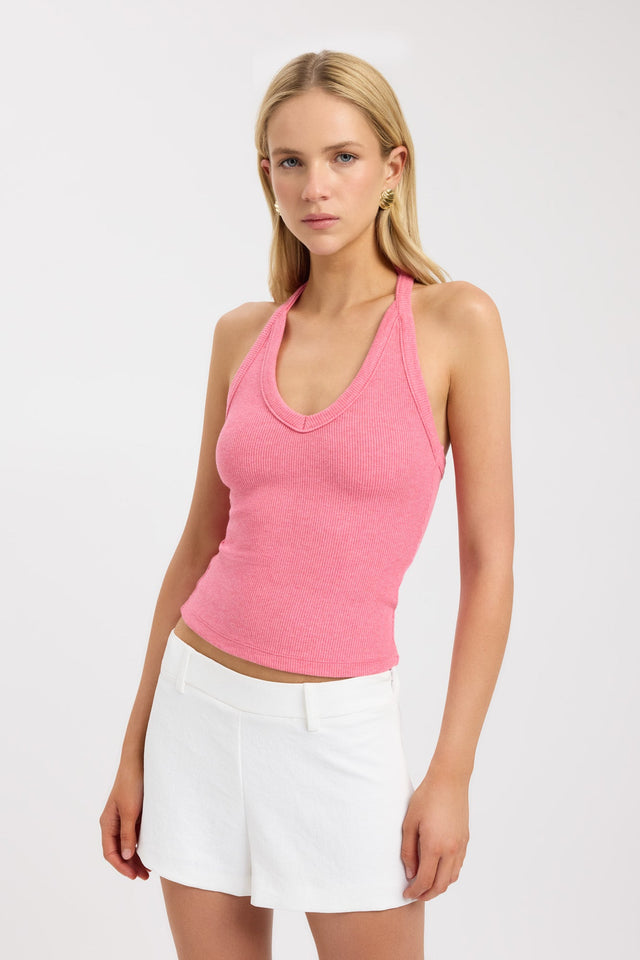 side Sky Racer Tank Kookai Fitted Thick strap Sweetheart womens-singlets 