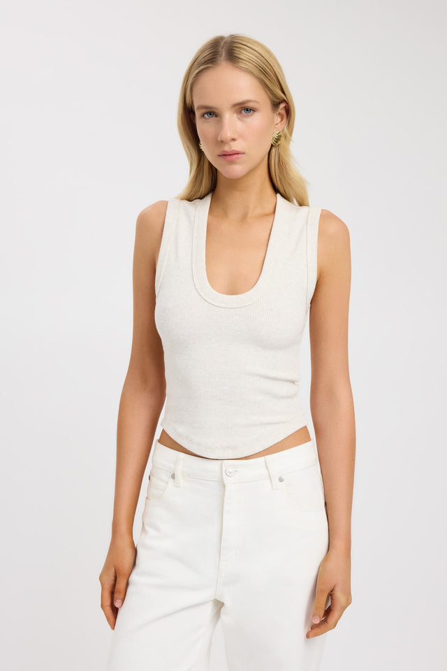 front Camila Scoop Tank Kookai Fitted Scoop womens-singlets 