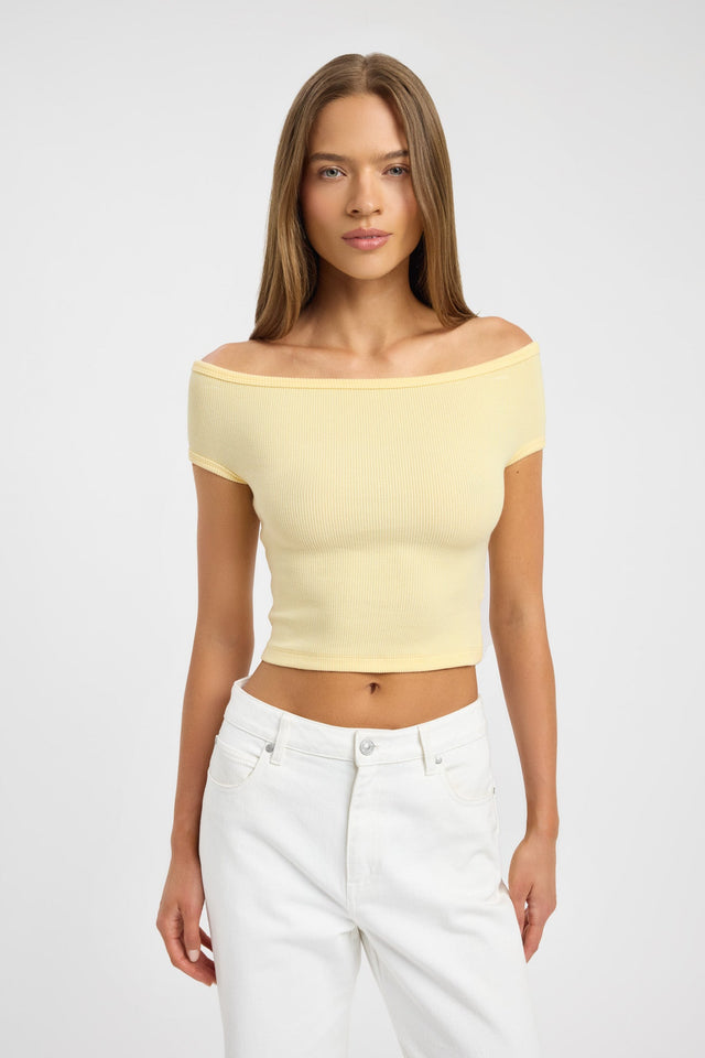 front Scarlet Top Kookai Fitted Boatneck Short sleeves Womens-Blouse 