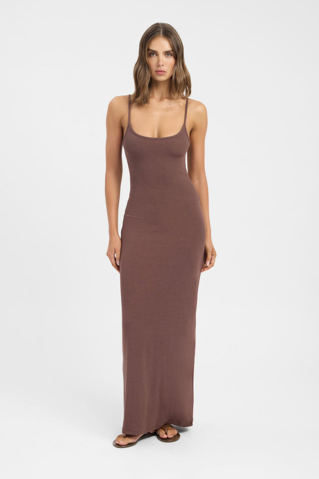 side Haz Maxi Dress Kookai Bodycon Maxi Fitted Scoopneck womens-dresses 