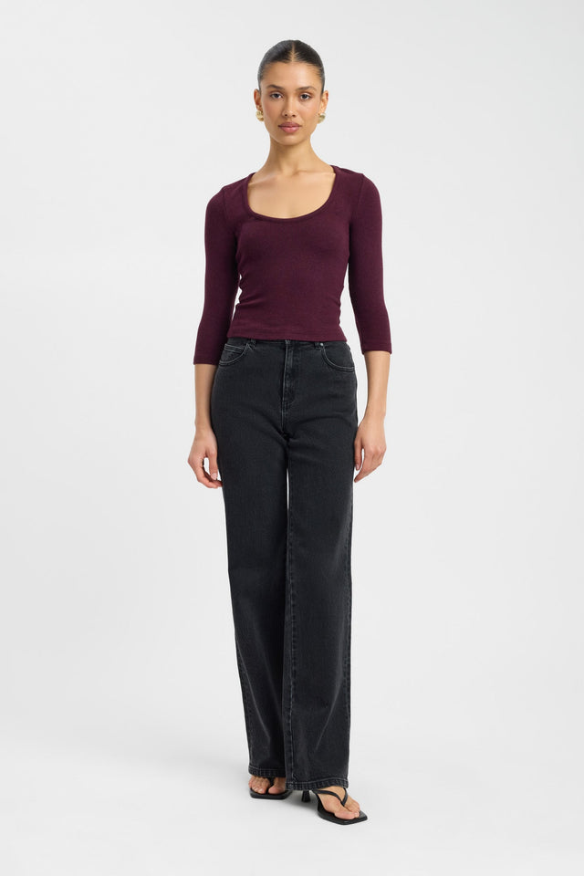 Enzo Top Kookai Fitted Scoopneck Three quarter sleeves Womens-Blouse 