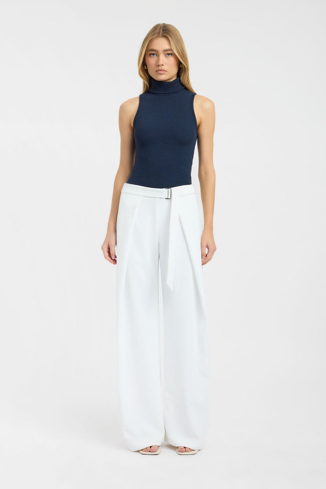 Featuring the Opal D Ring Pant in womens regular pants, wide-leg high-rise white design on-body