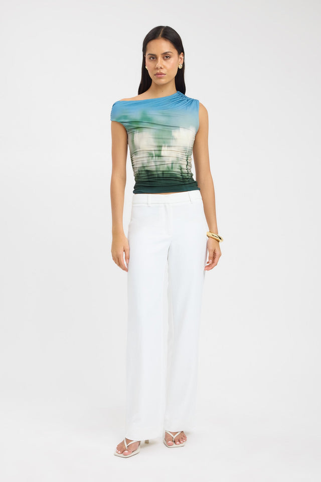 side Maya Top Kookai Fitted Asymmetry Sleeveless Womens-Blouse 