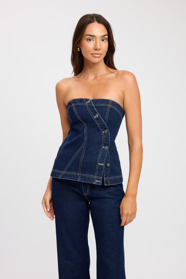 front Cooper Corset Top Kookai Fitted Straight Sleeveless Womens-Blouse 