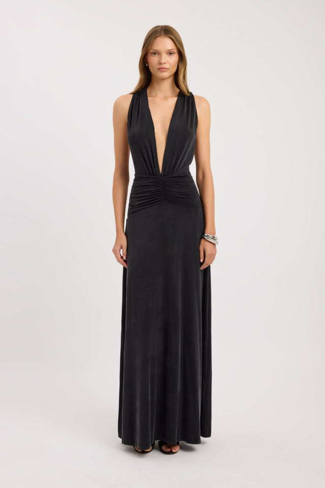 front Vera Maxi Dress Kookai Fit-and-flare Maxi Fitted Plungeneck womens-dresses 