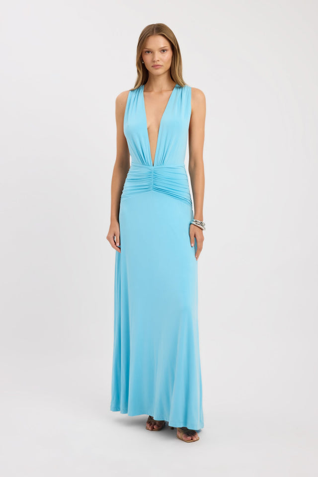 front Vera Maxi Dress Kookai Fit-and-flare Maxi Fitted Plungeneck womens-dresses 