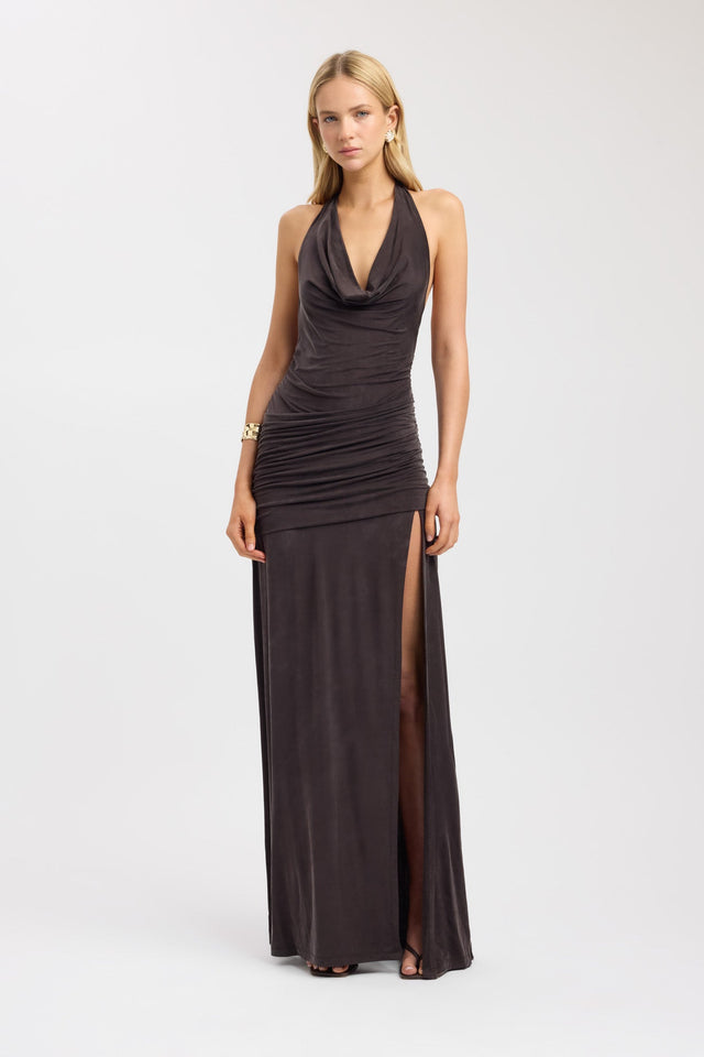 front Montana Maxi Dress Kookai Fit-and-flare Maxi Fitted Cowlneck womens-dresses 