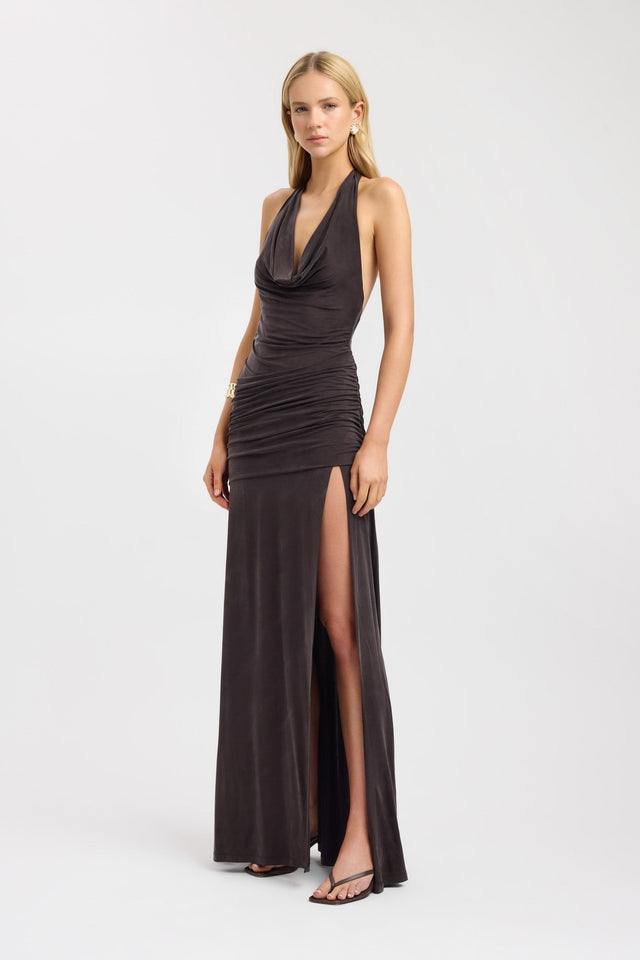 side Montana Maxi Dress Kookai Fit-and-flare Maxi Fitted Cowlneck womens-dresses 
