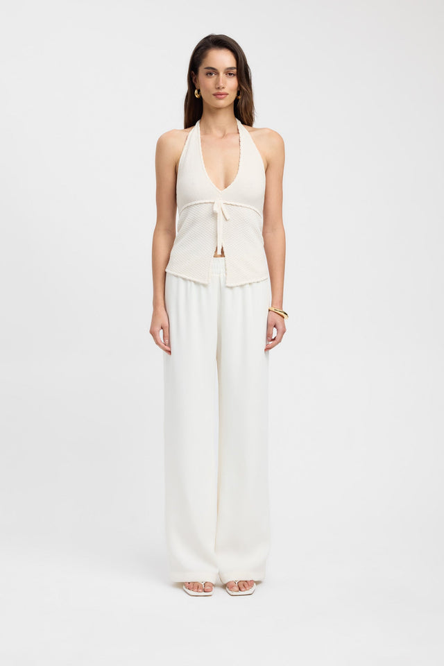 side Daisy Tank Top Kookai Relaxed Thick strap V-neck white womens-singlets 