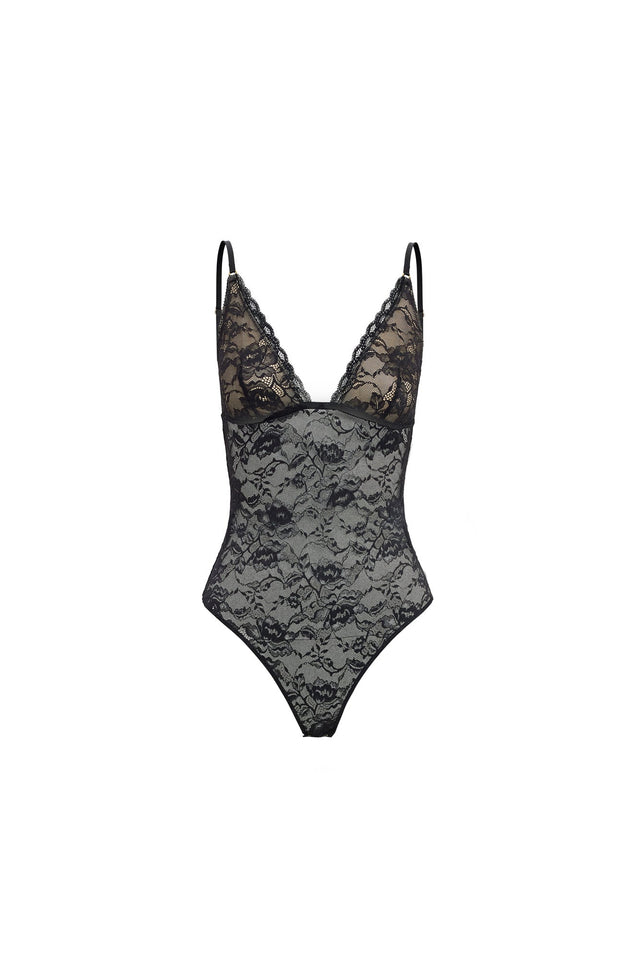 product Eloise Lace Bodysuit Kookai Plunge brown womens-bodysuit 