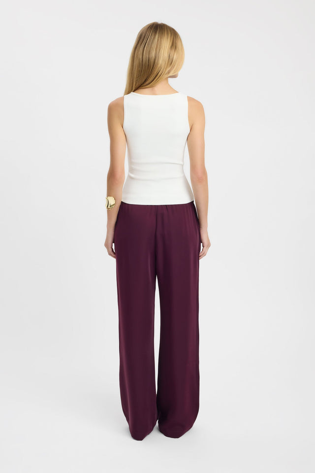 Crafted with the Maria Elastic Pant in womens regular pants, wide-leg, high-rise fit and maroon colour back