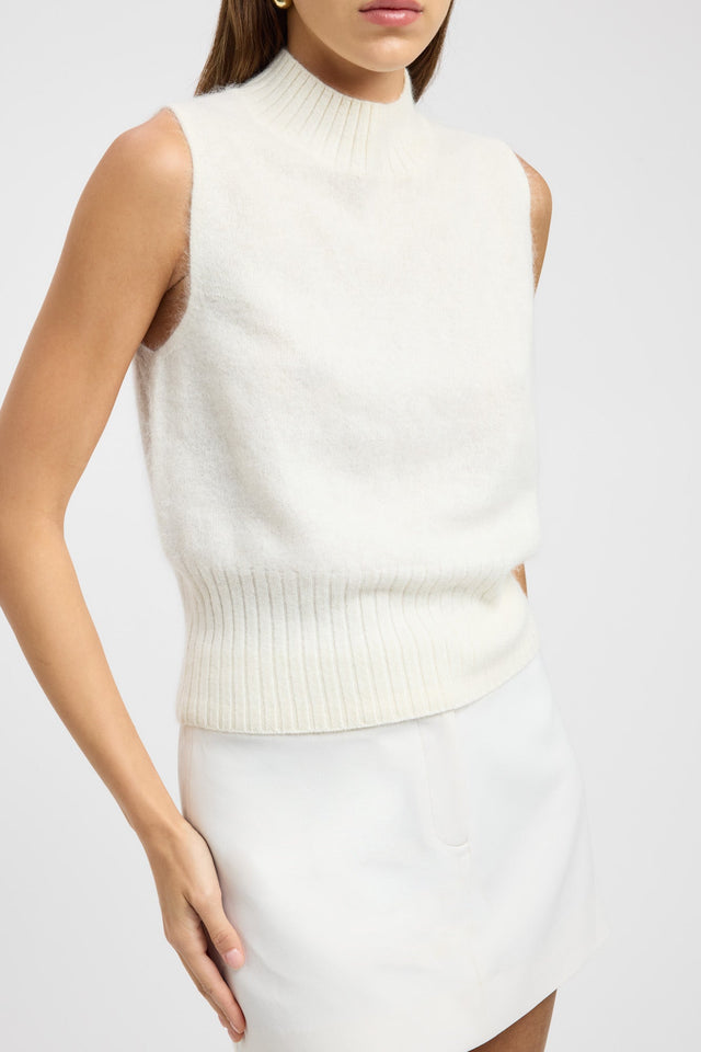 front Geneva Tank Kookai Fitted Highneck Sleeveless Womens-Blouse 