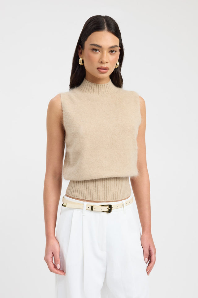 front Geneva Tank Kookai Relaxed High-neck black womens-singlets 