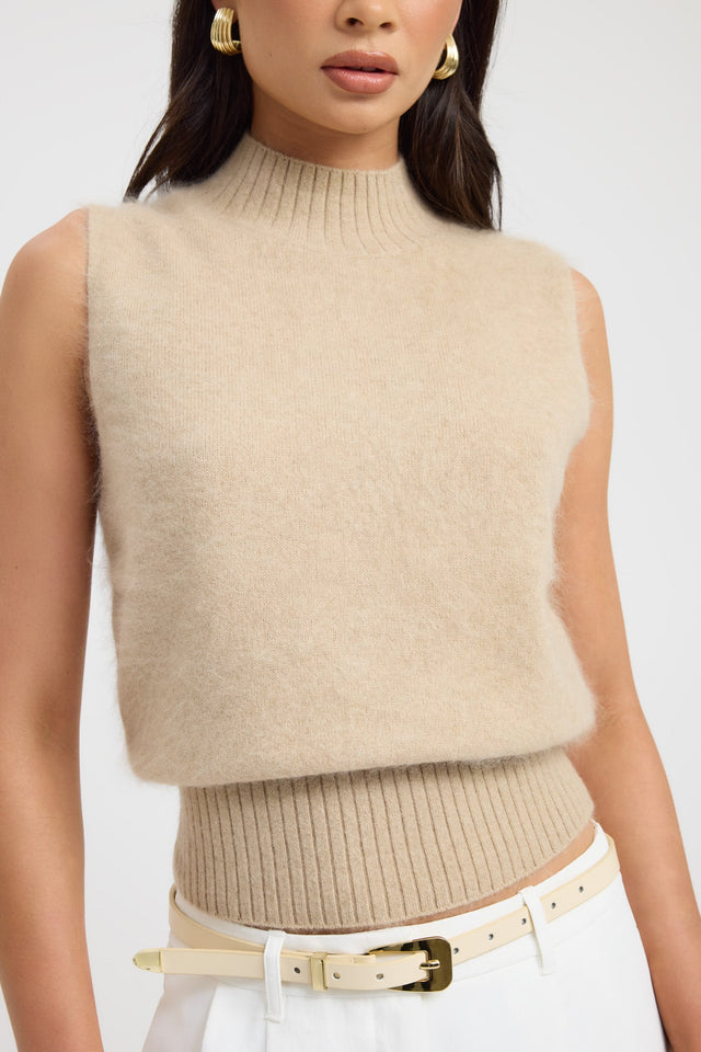 front Geneva Tank Kookai Relaxed High-neck black womens-singlets 