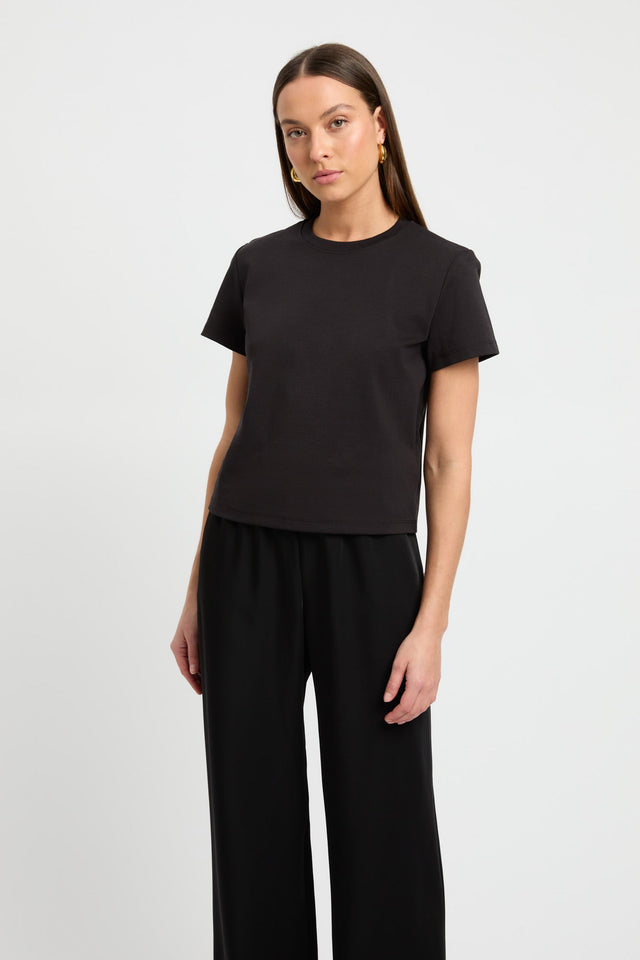 side Staple Cropped Tee Kookai High-neck Oversized white womens-tees 