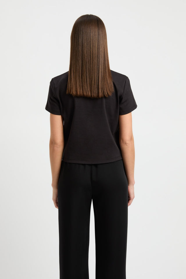 back Staple Cropped Tee Kookai High-neck Oversized white womens-tees 