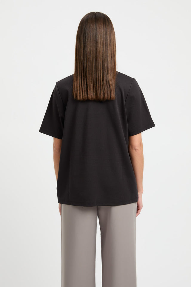 back Juno Tee Kookai Relaxed Roundneck Half sleeves Womens-Blouse 