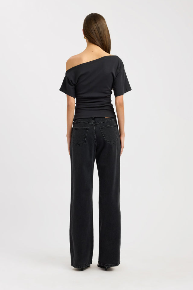 back Nova Off Shoulder Tee Kookai Fitted Asymmetry Short sleeves Womens-Blouse 