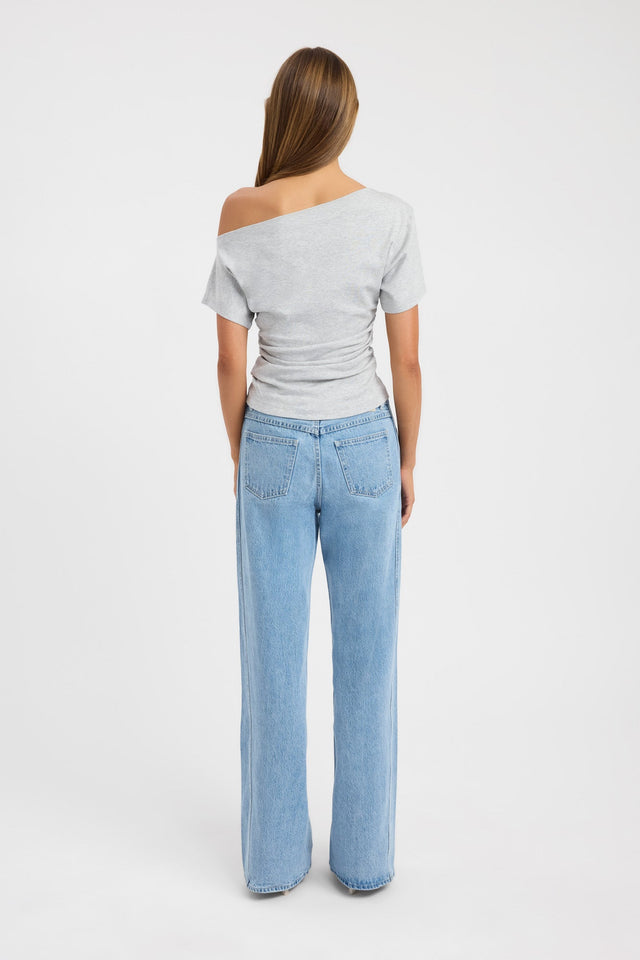 back Nova Off Shoulder Tee Kookai Fitted Asymmetry Short sleeves Womens-Blouse 